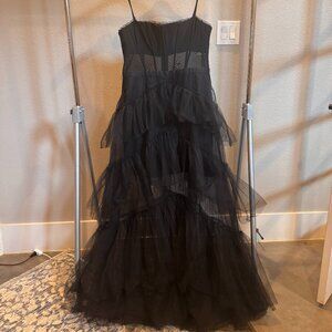 BCBGMAXAZRIA Black Tulle Corset Essential Gown